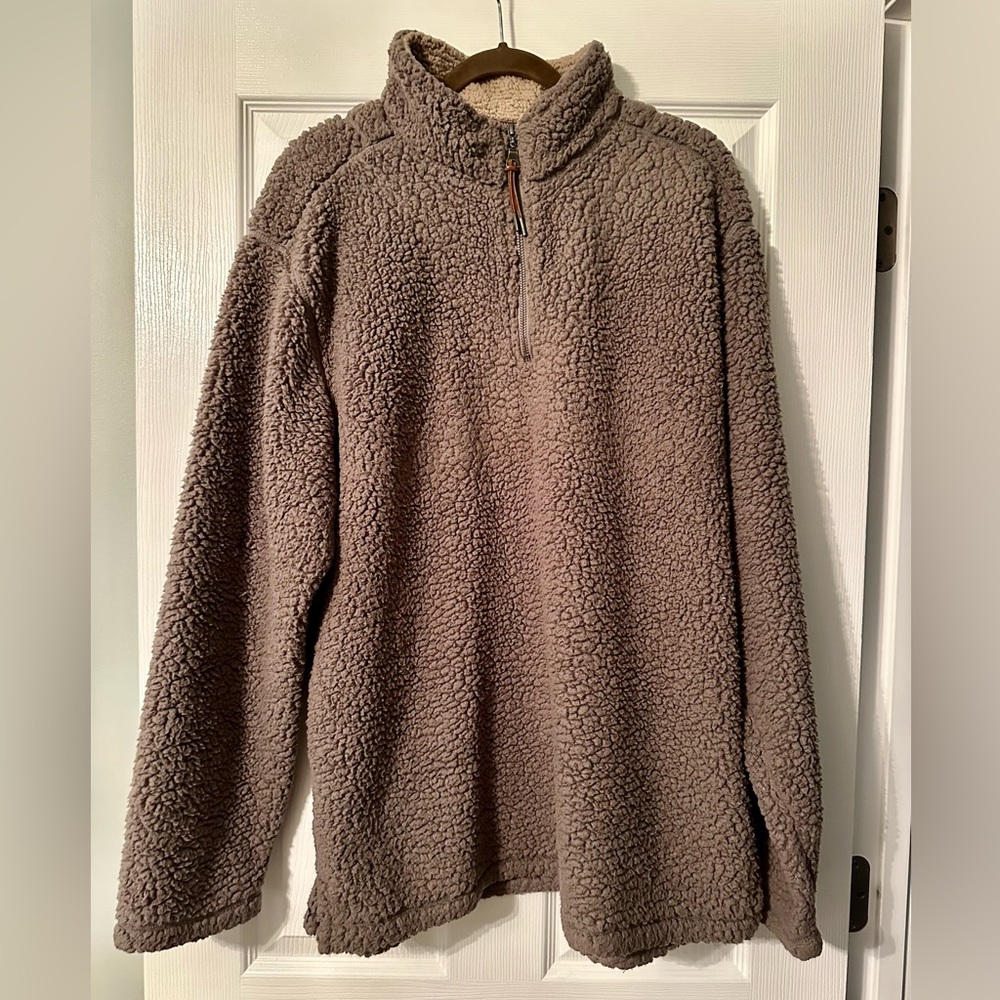 True Grit Men's Zip-Up Sherpa Pullover - Taupe Brown